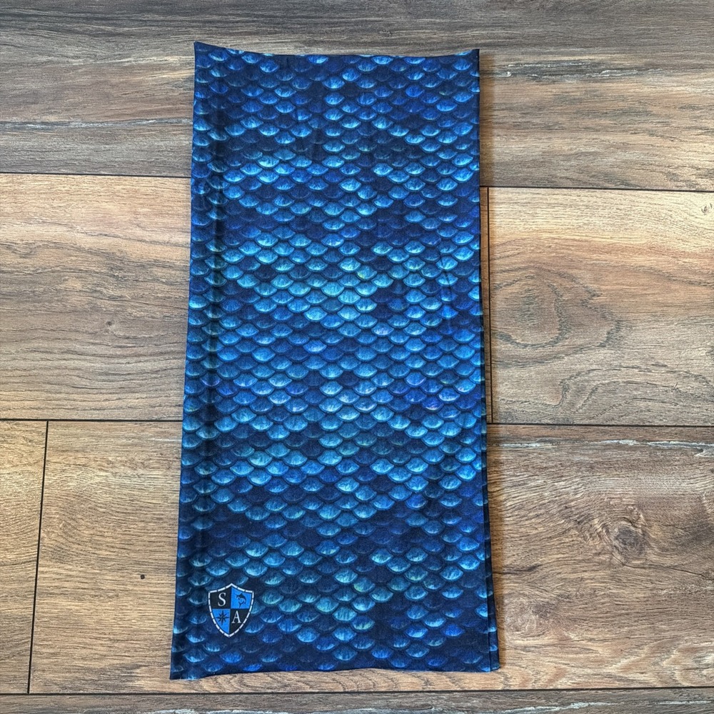 New SA Company Blue Mermaid Fish Scale Neck Gaiter Face Shield Scarf Fishing - Picture 4 of 4